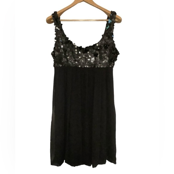 R&M‎ Richards Black Sequin Trim Chiffon Draped Sleeveless NWOT size 14 fairy - Picture 7 of 10